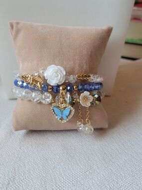 Stretch Bracelets with Charms - Set of 3